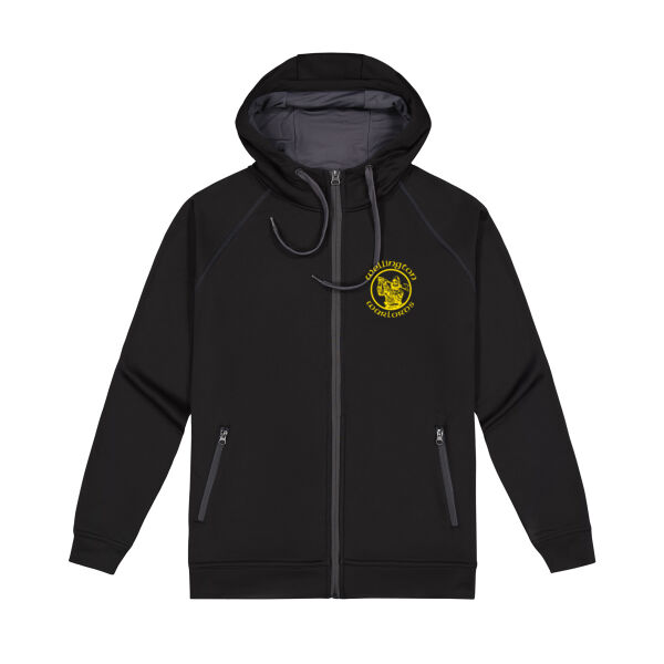 Hoodie - Black - Yellow Logo - Mens Performance Zip Hoodie Thumbnail