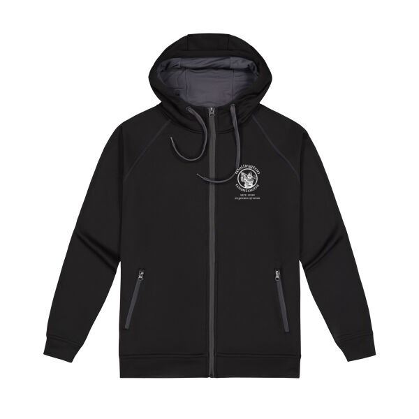 Hoodie - Black - White 50yr Logo - Mens Performance Zip Hoodie Thumbnail