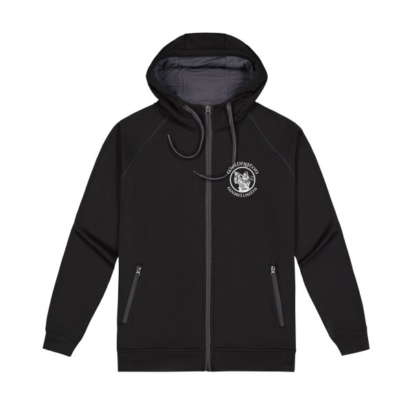 Hoodie - Black - White Logo - Mens Performance Zip Hoodie Thumbnail